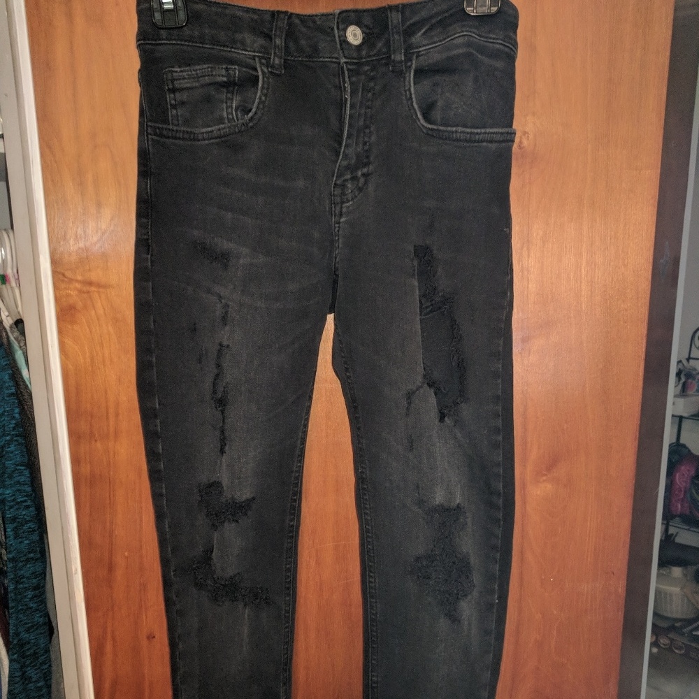 Distressed ripped jeans
